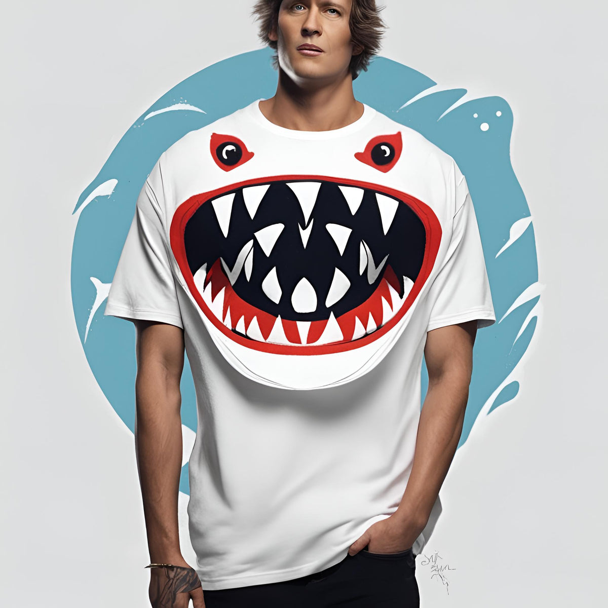 Tee-shirt Blanc Sharky Modèle 1