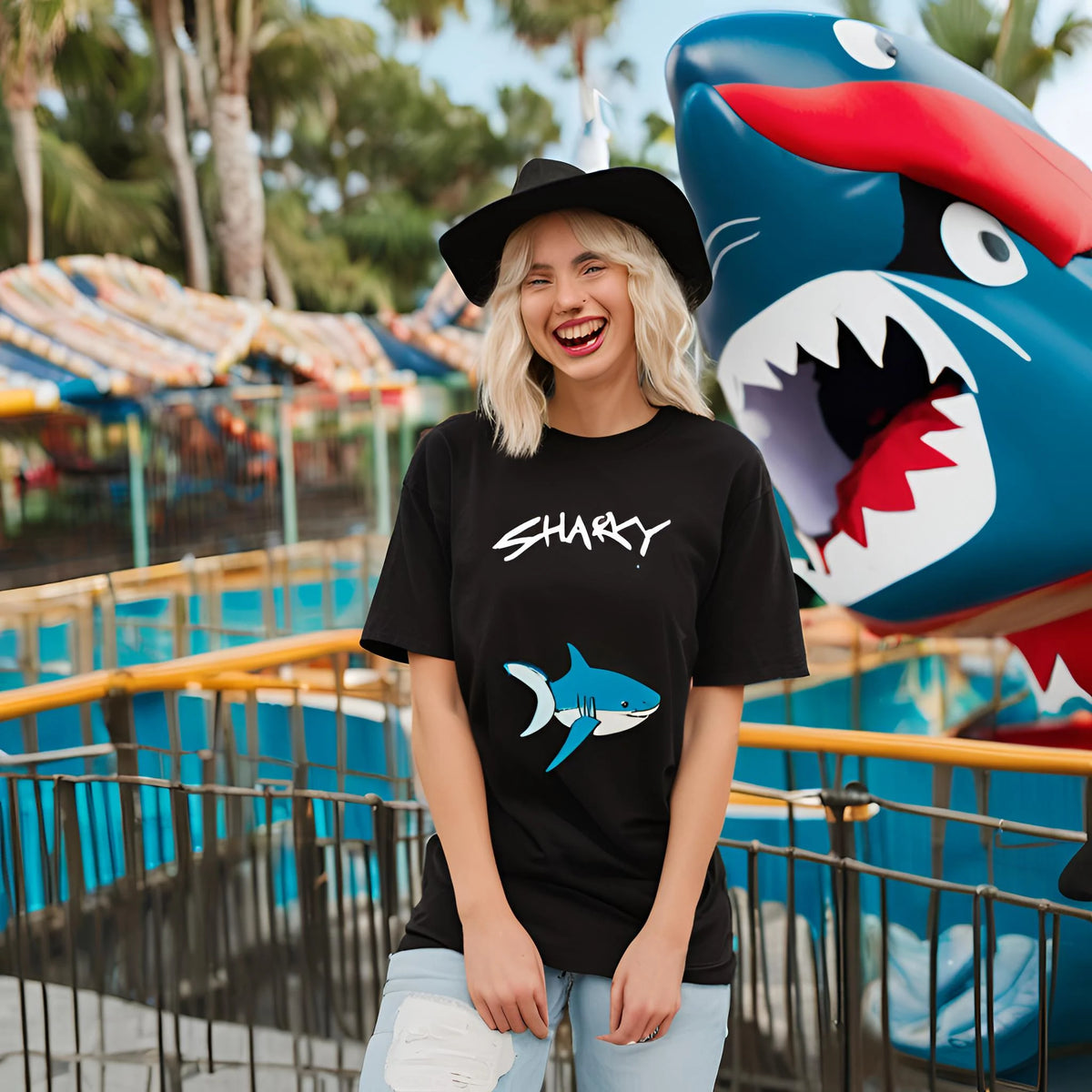 Tee-shirt Noir Sharky Modèle 2